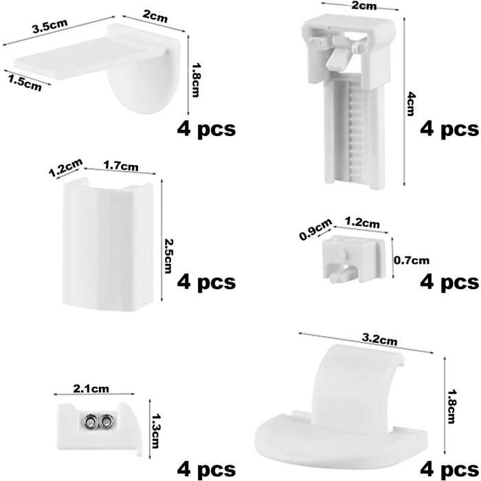 12 Supports De Serrage Pour Store Plissé Zimoer - Fixation Sans Perçage Blanc