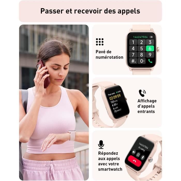 Montre Connectée Femme, Bracelet connecté avec Fréquence Cardiaque,  Podometre, écran Tactile, Suivi de Performance - Android, iOS - Cdiscount  Téléphonie