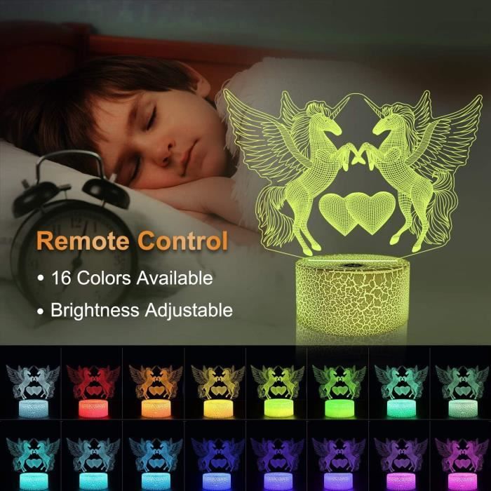 Dislocati Veilleuse Licorne Créative – 16 Couleurs + 4 Modes, Rechargeable USB, DIY à Monter – Cadeau Fille 3-10 Ans