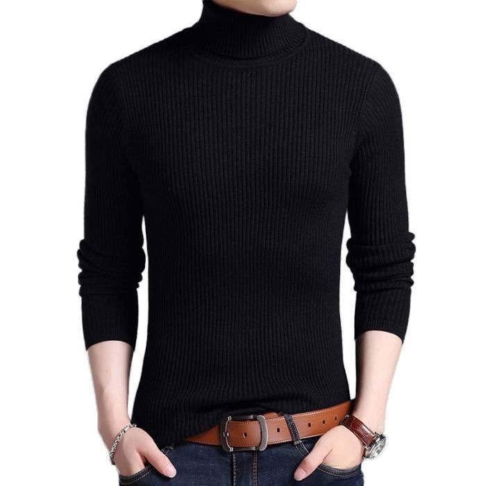 Sous Pull Col Roulé Homme en Maille Slim Fit Classique Automne-Hiver Tissu  Comfortable Couleur Unie Noir - Cdiscount Prêt-à-Porter