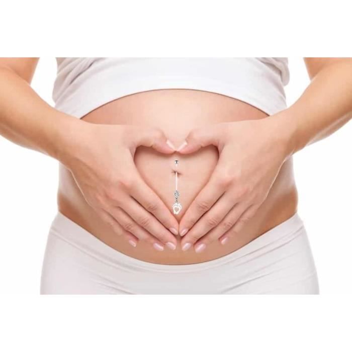 Lovepiercing Piercing Nombril Grossesse Paillettes Bébé Maternité Longue Barre Acrylique Retainer Bioflex Grazia Rouge
