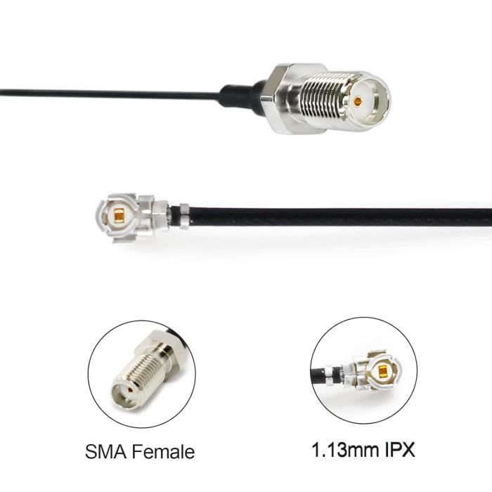 LoRa Lot de 2 câbles plats SMA mâle vers SMA femelle pour fenêtre