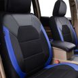 4Pcs Housse de siège auto universelle en cuir PU-2 x housse de siège avant+2 x housse d'appui-tête-Bleu-2