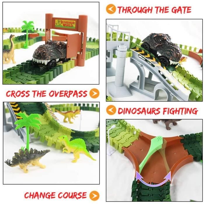 Circuit Voiture Enfant Dinosaure Jouet Garcon Fille 3 4 5 6 Ans avec 8  Figurine Dinosaure Circuit de Voiture Cars Train Electrique Jouet  Dinausaures Cadeau pour Enfant Garçon Fille(216 pièces) : : Jeux  et Jouets