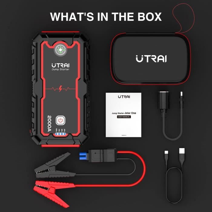UTRAI Jstar 3 Booster Batterie 12V 1600A 20000mAh Démarreur de Voiture Moto  Jump Starter Portable Jusqu'à 7L Essence et 6L Diesel, G - Cdiscount Auto
