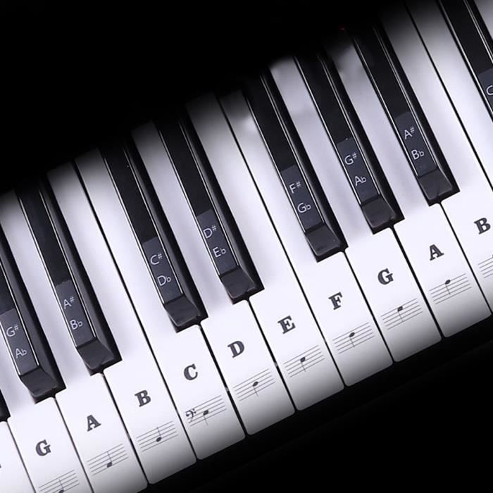 Étiquette de musique de clavier de piano amovible, 88 touches clavier de  piano autocollant, Piano autocollant, noir - Cdiscount Instruments de  musique
