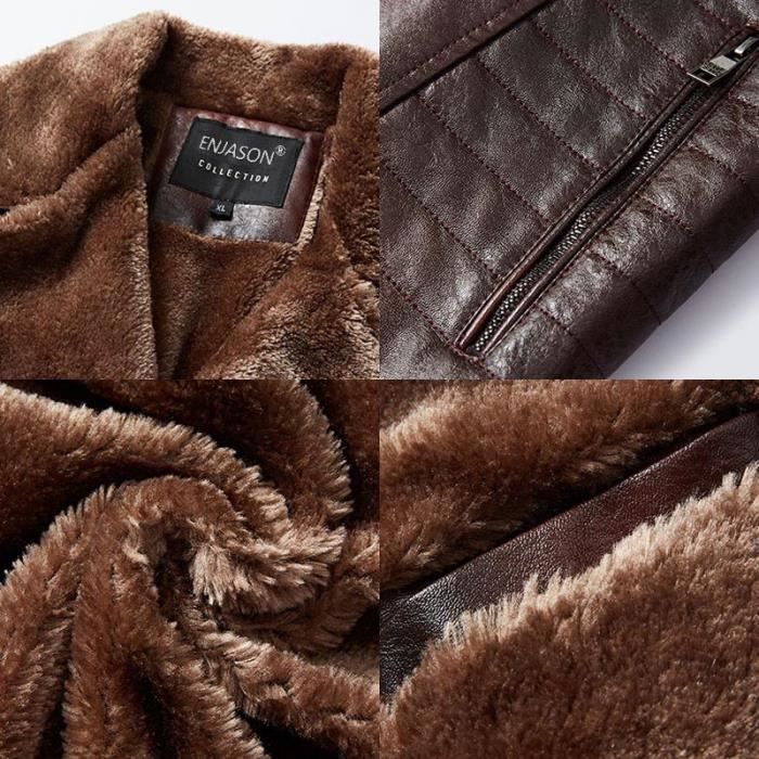 Veste En Cuir PU épaisse Pour Homme - Manteau D'hiver Polaire Double Face - Coupe Décontractée, Grande Taille Jusqu'à 8XL - 3