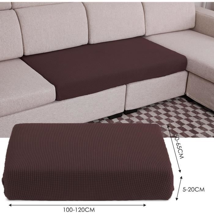 Housse De Coussin De Canapé Extensible – Beige Uni, Fermeture éclair, 50-65 Cm