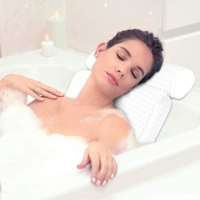 Oreiller De Bain Avec Ventouses - Cuir PU Imperméable Gris Foncé - Moderne Et Ergonomique