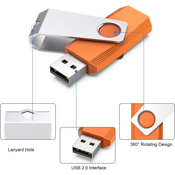 Lot De 100 Clés USB 2.0 Pivotantes 8 Go KEXIN – Noir, Pour Entreprise, Cadeaux, Promotions
