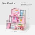 Maison de poupée en bois avec accessoires pour poupées entre 7 et 12 cm, douce grande maison de rêve-3