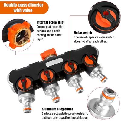 Distributeur D'arrosage 4 Voies TERRARIDE - Compatible Robinet 1/2" Et 3/4", Vannes Indépendantes, Pour Jardin