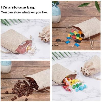 50 Pochettes En Lin/chanvre Avec Cordon - Naturel, Pour Bijoux, Clés, Cadeaux