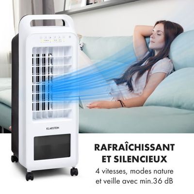 Rafraîchisseur d'air - Klarstein - silencieux - Ventilateur - 3,5 L -  climatiseur mobile sans evacuation - Blanc