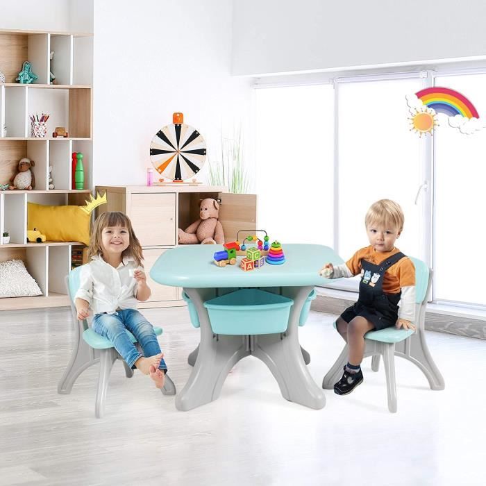 GOPLUS Ensemble de Table et 2 Chaises en Plastique pour Enfants