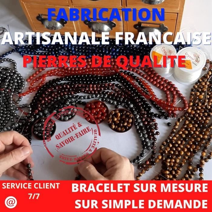 Bracelet Homme Pierres Naturelles – Onyx, œil De Tigre, Turquoise… (6 Mm), Longueur Réglable