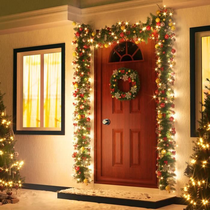 Déco Noël: guirlande lumineuse extérieur et sapins  Guirlande lumineuse  exterieur, Couronne de noël lumineuse, Guirlande lumineuse