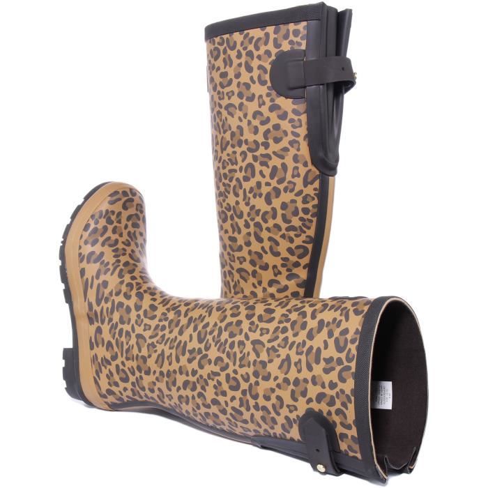 Bottes Wellington Femme JOULES Leopard Caoutchouc Souple Imprime a la Main Leopard Cdiscount Chaussures
