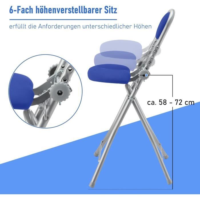HOMYLIN Chaise De Repassage Ergonomique Avec Roulettes - Siège Réglable En Hauteur Cactus