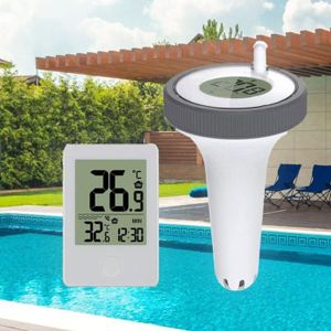 Thermomètre Piscine Sans Fil Flottant – Écran LCD 360° Ultra-Lisible, Température Eau + Intérieur/Humidité, Portée 100 M, Idéal Piscine, Aquarium, Étang Poisson