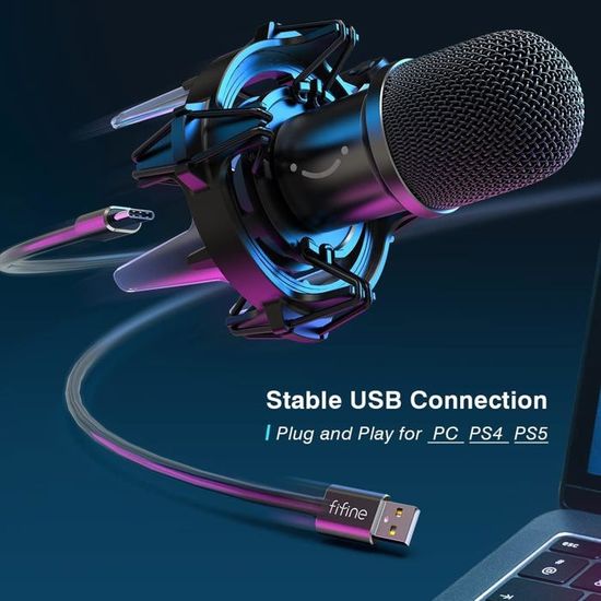 Micro USB Gaming Avec Bras - RGB, Bouton Mute - Compatible PC, Mac, PS4, PS5 - Parfait Pour Streaming