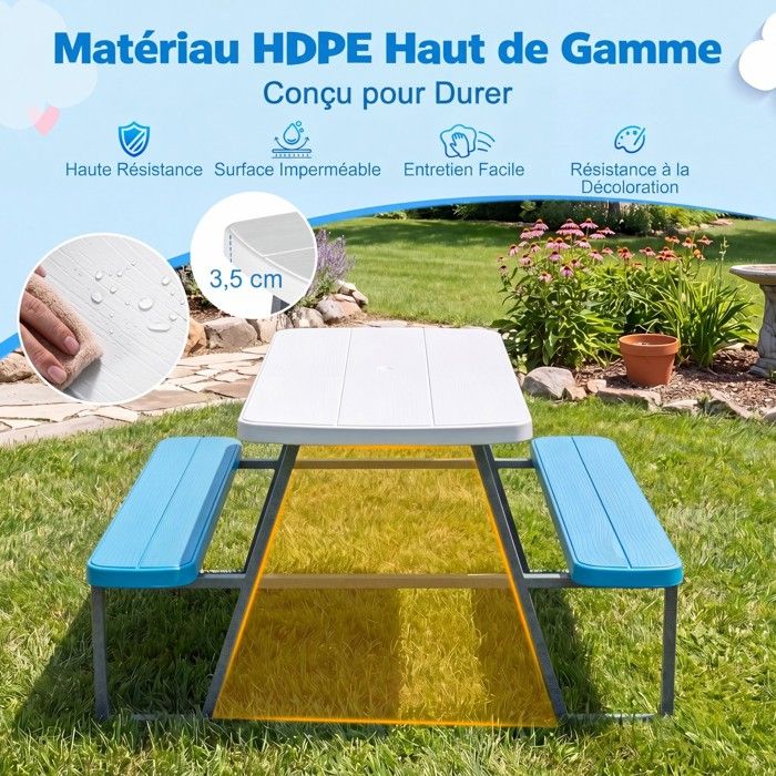COSTWAY Table Sable/Eau Enfants – 18 Accessoires – Parasol – Intérieur/Extérieur – Dès 3 Ans