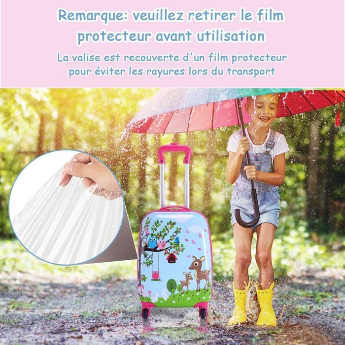 Valise Enfant 16" + Sac à Dos SOARS - Roulettes - Poignée Télescopique - 1.5 Kg - Motif Panda