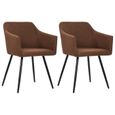 MEU;3782Excellent Lot de 2 Chaises de salle à manger Chaise de Salon Scandinave - Chaises à dîner Design Moderne Marron Tissu-0