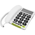 DORO Téléphone filaire PhoneEasy 312cs avec ID d'appelant - Blanc-0