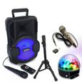 Enceinte Mobile Autonome Karaoke Enfant Party MOBILE8 - USB / Bluetooth - Micro SD - Micro - Pied - Télecommande - Jeu de lumière-0