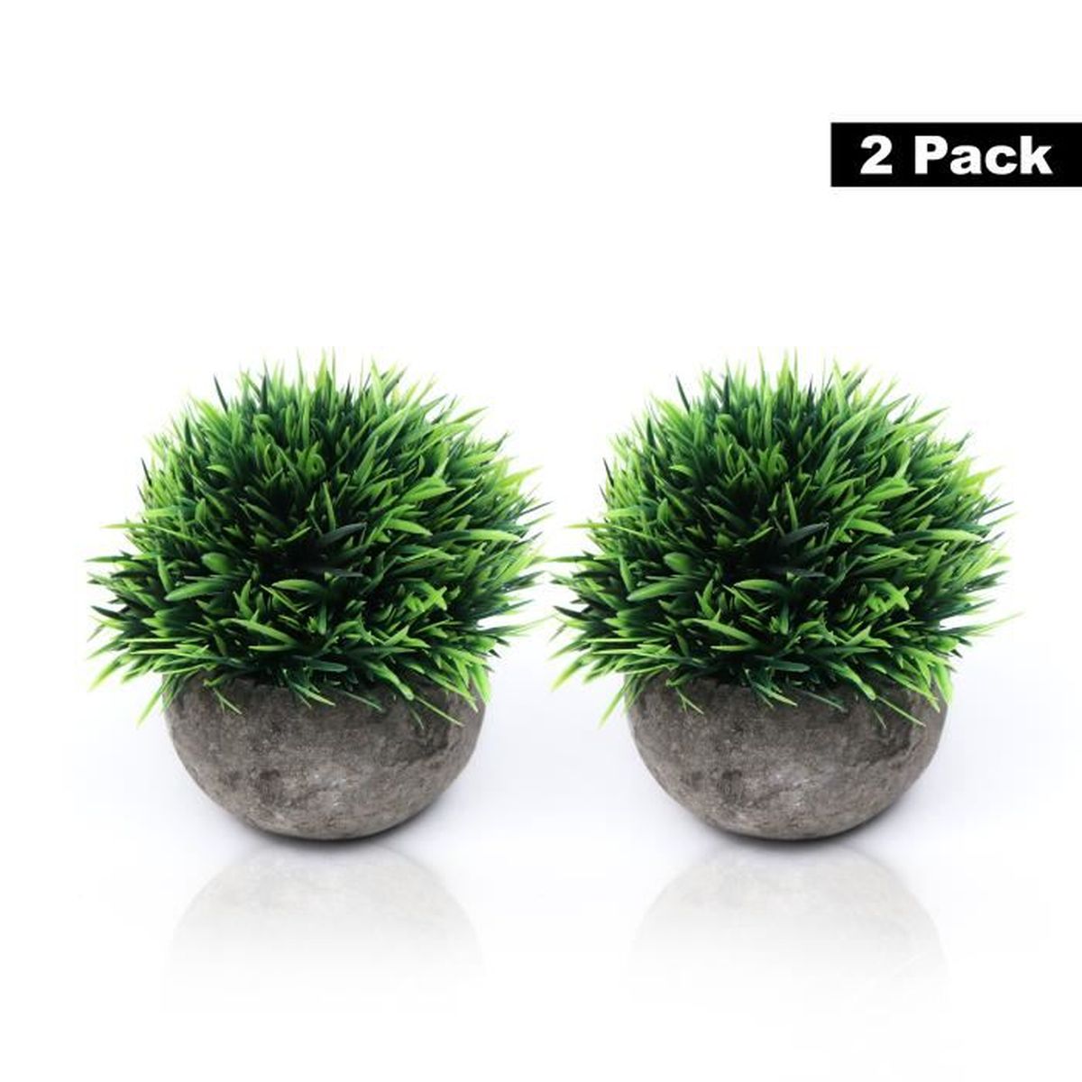 Plante Artificielle (Lot de 2) Mini Fausse Plante Verte avec Pots