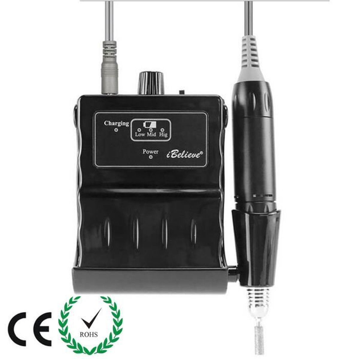 Rechargeable Ponceuse Lime à Ongle électrique Manucure Sans Fil Noir