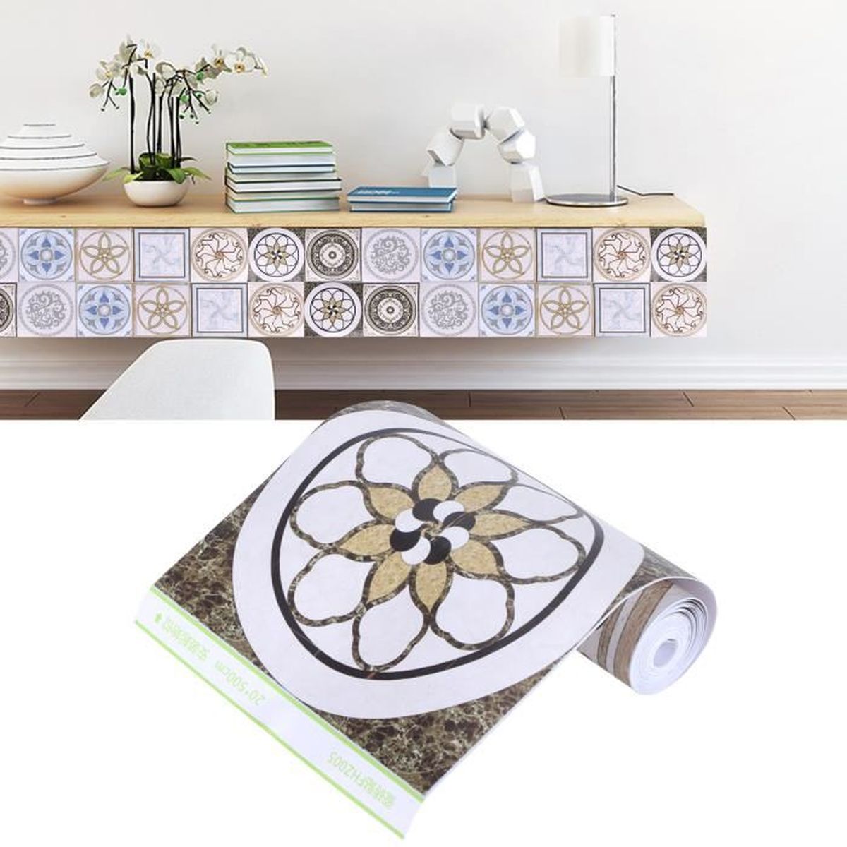 Papier Peint Adhésif Bois Chêne Brun 44x300cm - Film Amovible Imperméable Pour Meubles Et Cuisine