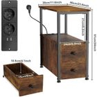 VIVOLILV Table d’Appoint - Petite Table de Chevet avec Multiprise - Étroite - L 30 x P 60 x H 61 cm - Marron