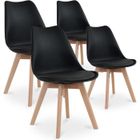 INTENSE DECO Chaises CATHERINA – Scandinave, bois, noir (Lot de 4)