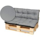 SuperKissen24 Coussin Dossier pour Palette Canapé 120x80 cm et Appui 120x38 - Intérieur-Extérieur - imperméable - Gris