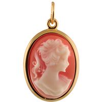 Pendentif plaqué or ovale grand modele Camée rose