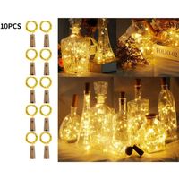 10pcs Guirlandes Lumineuses Bouteille à 20 LED, Lampe de Bouteille Fil en Cuivre Décoration pour Noël Fête Mariage - Blanche Chaude