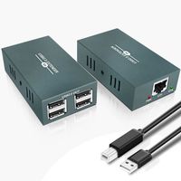 Extender USB 2.0, Extendeur USB Rj45 4 Hubs, USB over Ethernet Cat 5e/6/7 jusqu'a 50m/165ft, USB over Ethernet Extender Suppo