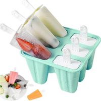 ZUYOO 6 Popsicle Moule à Glace en Silicone Réutilisables Ice Cream Moule Bricolage pour Enfants et Adultes - Sans BPA Vert