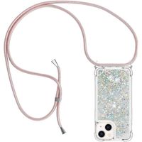 Collier iPhone XR Silicone Coque, Glitter Liquide Filles Femmes , étincelle à Bandoulière Et Cordon ColliArgent