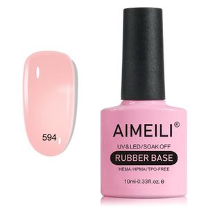 GEL UV ONGLES Gel de Base pour Ongles AIMEILI - Vernis à Ongles Gel Couleur Rose - 5 en 1 - Elastic Rubber Base Coat Nail