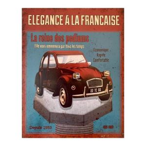 Plaques M/étal Autos PLAQUE METAL 20X15cm CITROEN 2CV CAPOTE NOIR