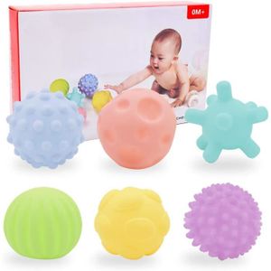 Boules de bain Pour bébés et tout-petits Lot de 4 balles de massage sensorielles pour enfants de 3 mois à 12 mois Jouet sensoriel en silicone Jouets souples et rebondissants 