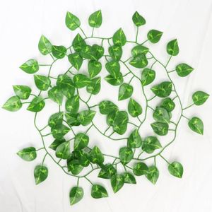 FLEUR ARTIFICIELLE Plantes - Composition florale,Guirlande de feuilles de lierre artificielles suspendues en soie verte,1 pièces- Green radish