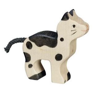 FIGURINE - PERSONNAGE Figurine en bois - HOLZTIGER - Petit chaton - Pour bébé de 24 mois - Couleurs apaisantes - Intérieur