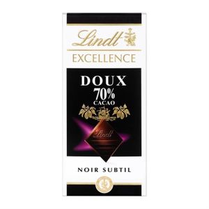 CHOCOLAT NOIR LINDT - Excellence Noir Doux 70% De Cacao 100G - L