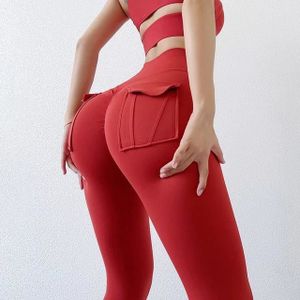 PANTALON DE SPORT Pantalon de sport,Leggings push up taille haute pour femme,pantalon de sport,yoga,fitness,lifting des hanches- Red[A184892]