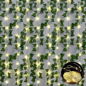 Guirlande lumineuse,Simulation Feuille Verte Rotin Guirlandes LED Lumières  De Fil De Cuivre Feuille D'érable Vigne Lierre Jardin - Cdiscount Maison
