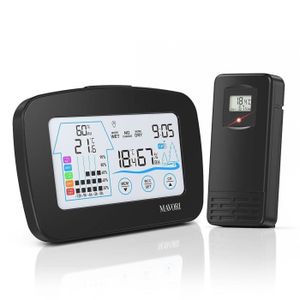 Thermomètre Intérieur Extérieur Sans fil Affichage LCD NumériqueCapteur de  prévision Écran LED Noir Horloge Digital Thermomètre Auto Refresh pour